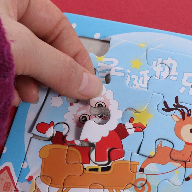 Puzzles artesanais de papai noel, 3d brinquedos, modelo animal, desenhos animados, Natal