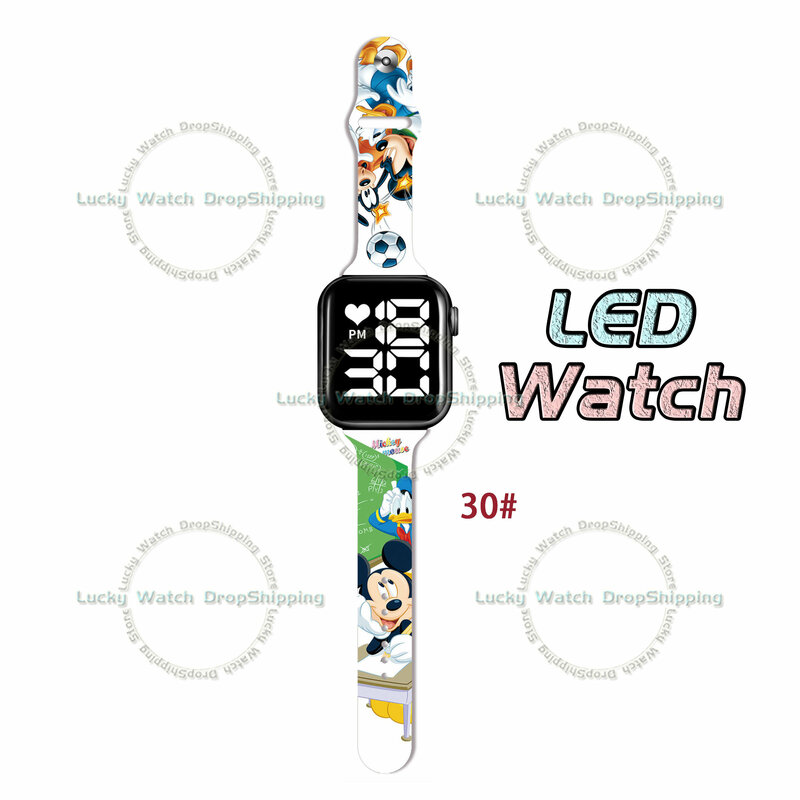 Disney Micky เด็กดิจิตอลนาฬิกาการ์ตูนตุ๊กตาขยับแขนขาได้การพิมพ์อะนิเมะปุ่ม LED อิเล็กทรอนิกส์นาฬิกาเด็ก Kado Ulang Tahun