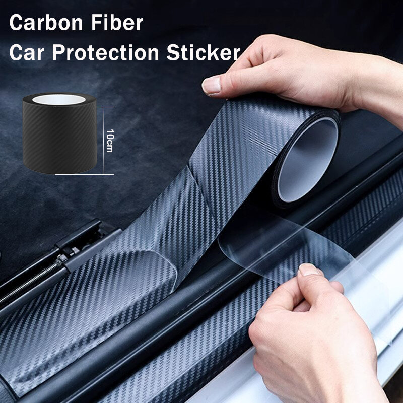 Tira protectora de pasta de pegatina de fibra de carbono Nano para coche, película protectora automotriz DIY, cinta antiarañazos para espejo lateral de alféizar de puerta automática