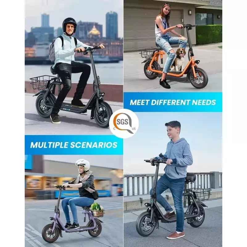 Electric Scooter with Seat, 450W Powerful Motor up to 22/25 Miles Range, Foldable Electric Scooter for Adults,Electric Scooter