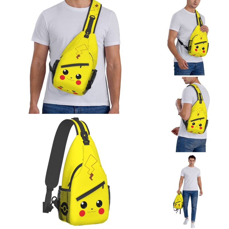 Pikachu Sling Bag para homens e mulheres, bonito, elegante, Pokemon, peito, acessórios