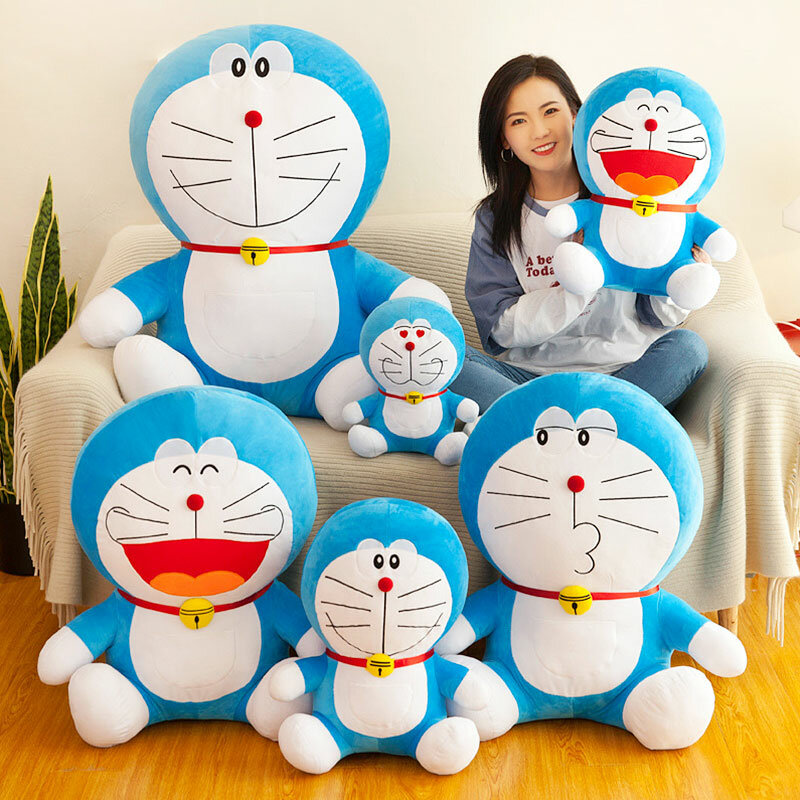 Peluche Doraemon de dessin animé pour enfants, jouets doux pour bébé, oreiller Kawaii, décoration d'intérieur, cadeau d'Halloween, grandes peluches animales, Japon, 197