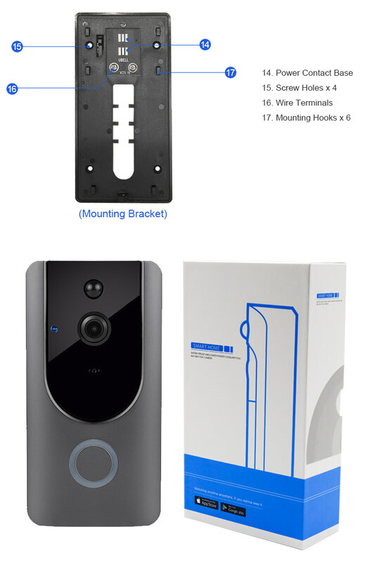 2MP 1080P Wireless WIFI IP Doorbell Tuya/UBOX  APP Battery Power Low Comsunption Video Door Phone Visual Door Viewer