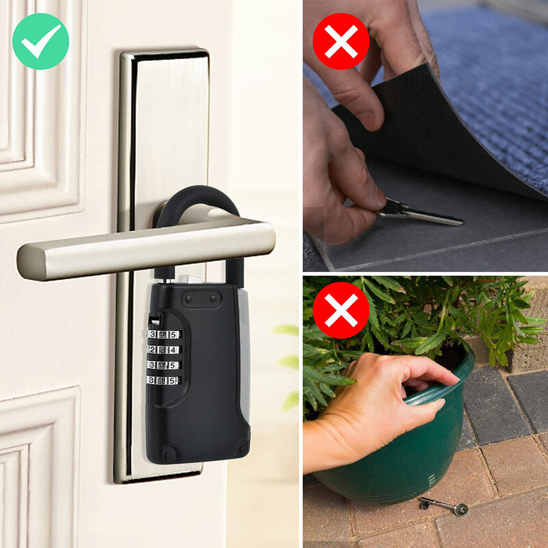 Lucchetto Key-Lock-Box piccola combinazione casa-esterno-nero resistente alle intemperie chiavi con codice a 4 cifre stoccaggio sicuro per appaltatore agente immobiliare