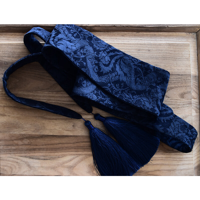 Retro roxo azul estilo chinês borla ajustável duplo círculo cintura selo simples all-match vestido decoração cintura universal