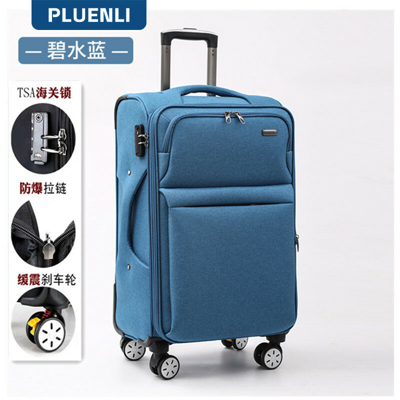 PLUENLI Luggage Men's Business Boarding Bag Trolley Case Explosion-Proof Zipper Solid Oxford Cloth Password Suitcase