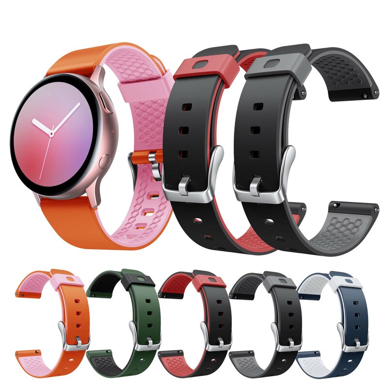 Pulseira de silicone inteligente para Samsung Galaxy Watch 3, Assista Active 2, Watch4, Galaxy WatchS2, Forerunner 158,245, 20mm