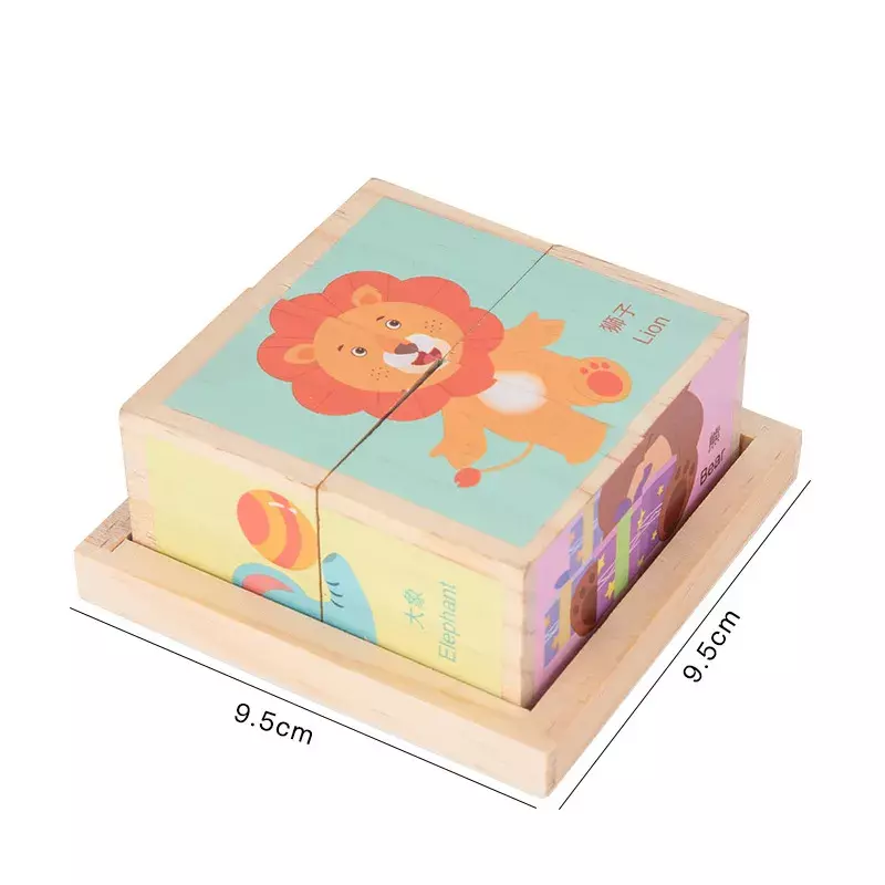 6 Sides 3D Puzzles Game Cubes Montessori Fruit Animal Traffic Wooden Blocks Jigsaw Early Educational Toys for Children
