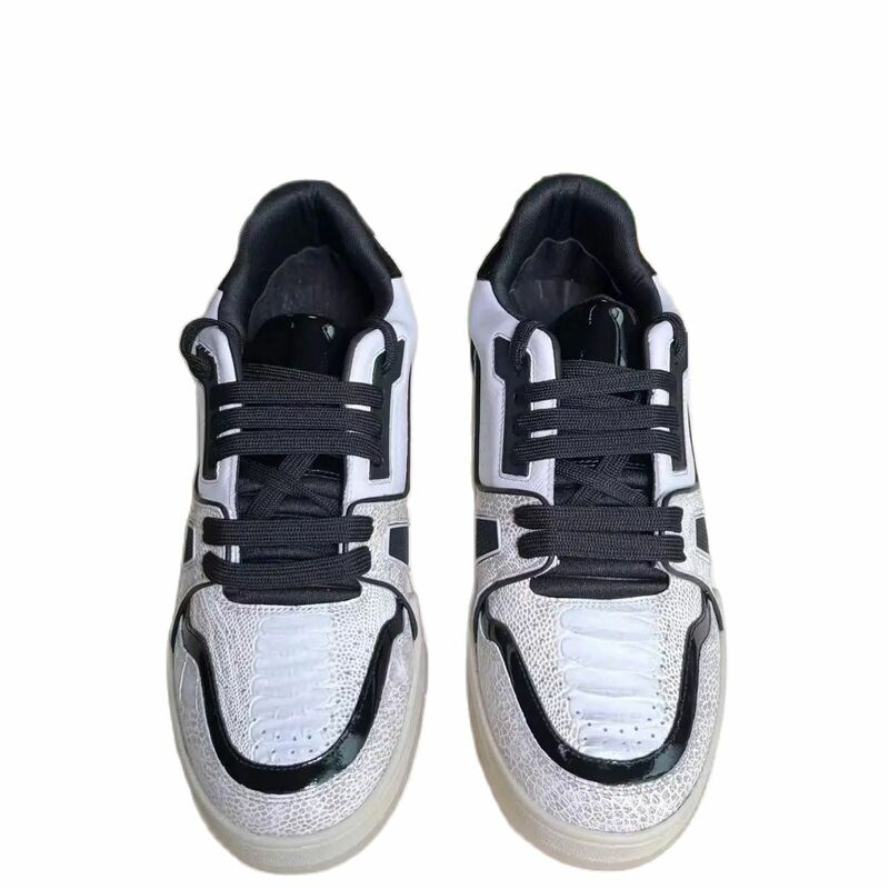 BATMO 2024 model baru sepatu kasual kulit burung unta pria, Sneaker KULIT asli pria PDD445