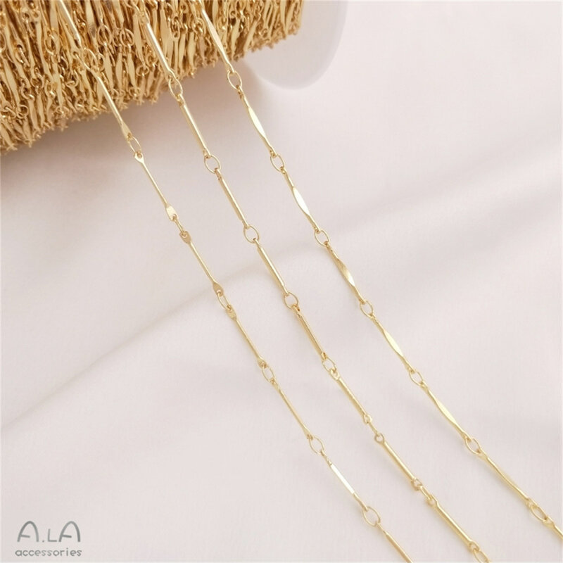 14K Gold-filled Stick Chain Round Bar Link Chain Thin Chain Flattened Chain Handmade DIY Bracelet Necklace Jewelry Loose Chain