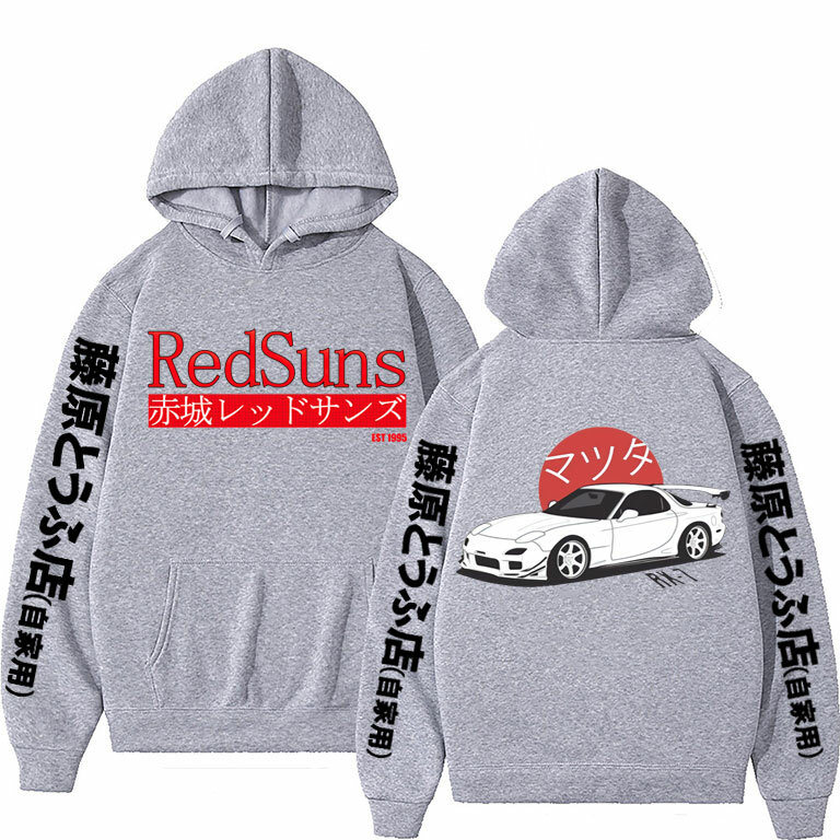 Anime inicial d hoodies mazda rx7 impresso hoodie masculino jdm cultura automóvel hoodies unisex moda moletom streetwear
