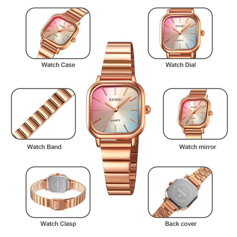 Zegarek SKMEI 2190 reloj mujer luksusowy zegarek ze stalowy pasek nierdzewnej kwarcowy dla kobiet kobiet dziewczyny damskie zegarki wodoodporne