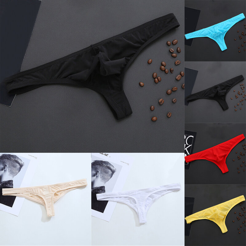 Briefs Briefs Men's Sheer Thong Underwear Low Rise Stretch Bikini G String T Back Briefs in Different Colors L 2XL