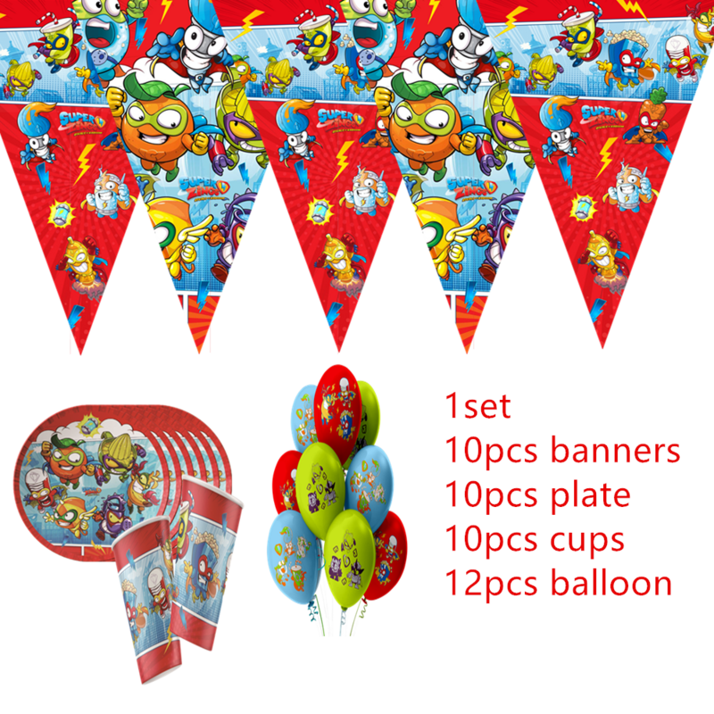 Superzings принадлежности для тематической вечеринки набор одноразовой посуды, бумажная тарелка, чашка, соломенные принадлежности для вечеринок, латексные воздушные шары, игрушка Superzings
