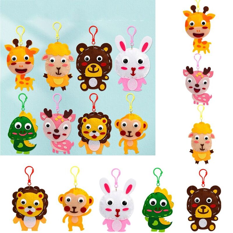 Mainan bayi Montessori DIY liontin hewan tidak ditenun gantungan kunci hewan kartun paket bahan jimat kerajinan tangan seni kerajinan