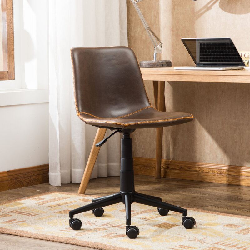 Cesena-silla de oficina de piel sintética, asiento con elevador de aire giratorio 360, con acolchado cómodo para uso doméstico o ejecutivo, color marrón y antiguo