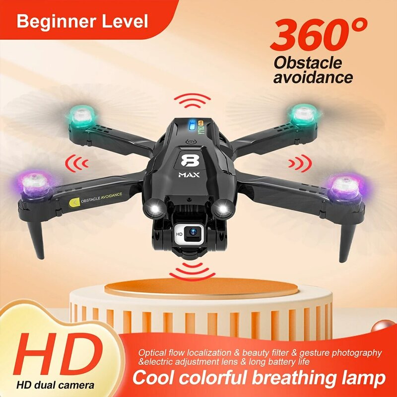 YT163 Drone RC Quadcopter listrik, kamera ganda HD 360 ° penghisap debu aliran ringan dapat disesuaikan warna-warni lampu pernapasan