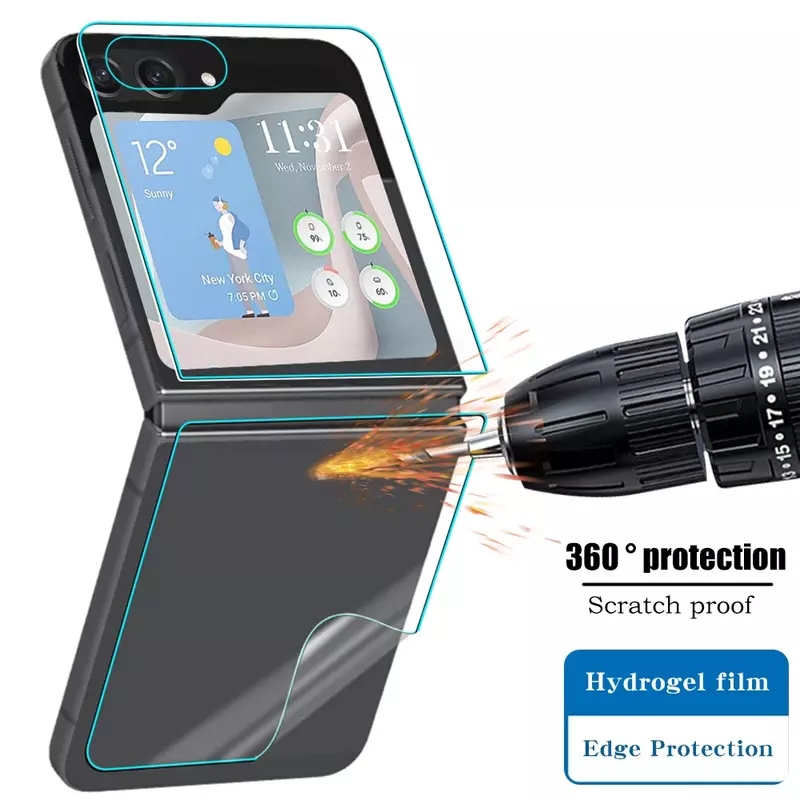 2024 Flip5 Hydrogel Film untuk Samsung Galaxy Z Flip 5 5G lembut HD engsel pelindung lembut Anti-gores pelindung layar untuk ZFlip5