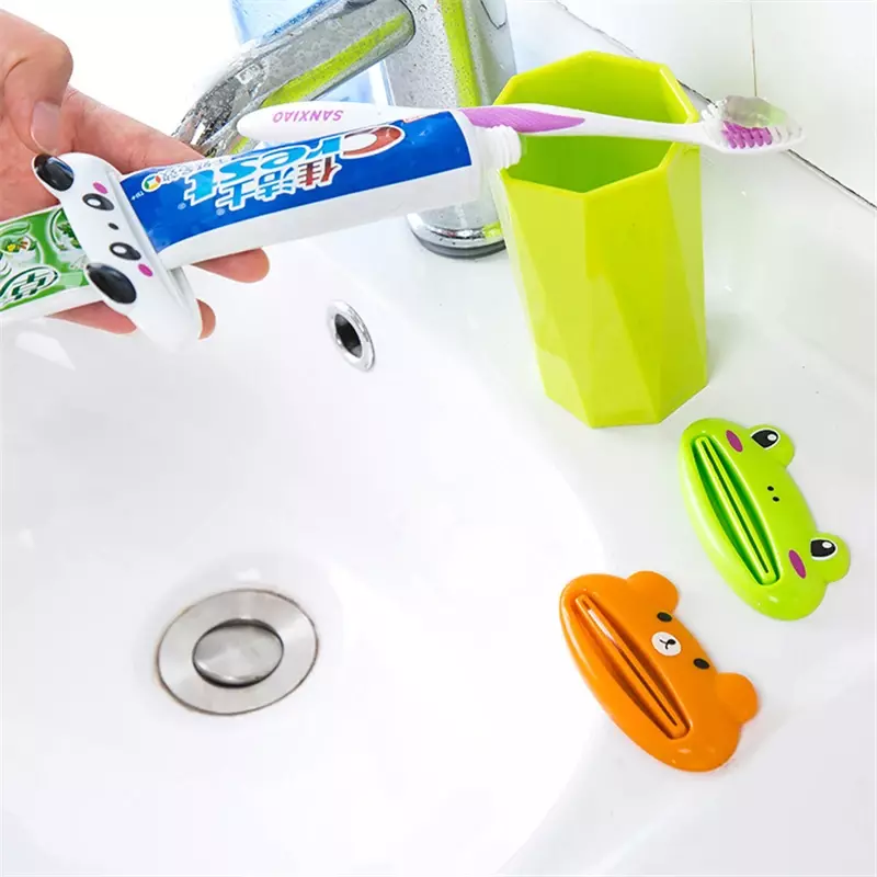 ยาสีฟันบีบ1356การ์ตูนยาสีฟันด้วยมือสำหรับแผ่นเกาหลีเครื่องอัดรีดสำหรับคนขี้เกียจล้างเครื่องสำอาง