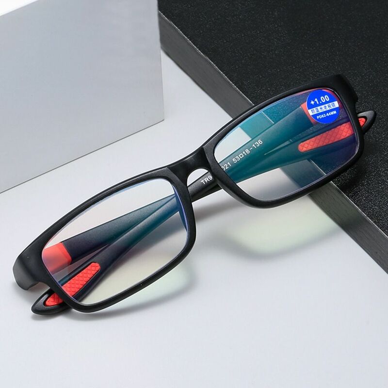 老眼鏡男性と女性、アンチブルーライト眼鏡、老眼眼鏡、黒と赤、TR90フレーム、プラス100プラス400メガネ