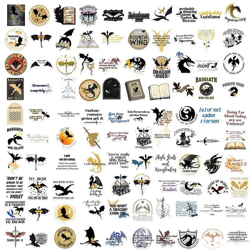 100 Stuks Grappige Vierde Vleugel Fantasie Roman Stickers Kinderen Speelgoed Stickers Diy Bagage Stationaire Muur Auto Reissticker Cadeau