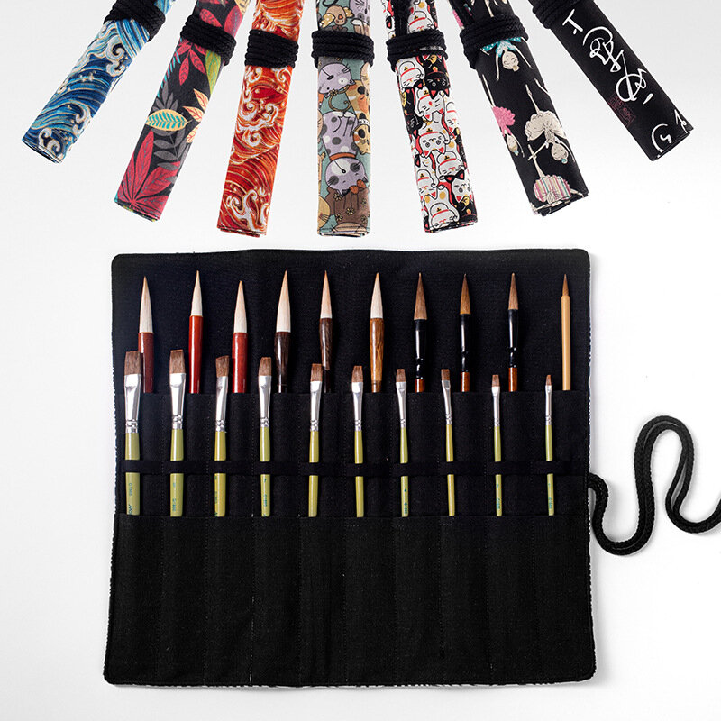 Kawaii Brush piórnik piórnik szkolny rolka dla dziewczynek estetyczny długopis kurtyna torba 20 gniazd o dużej pojemności organizator biurowy