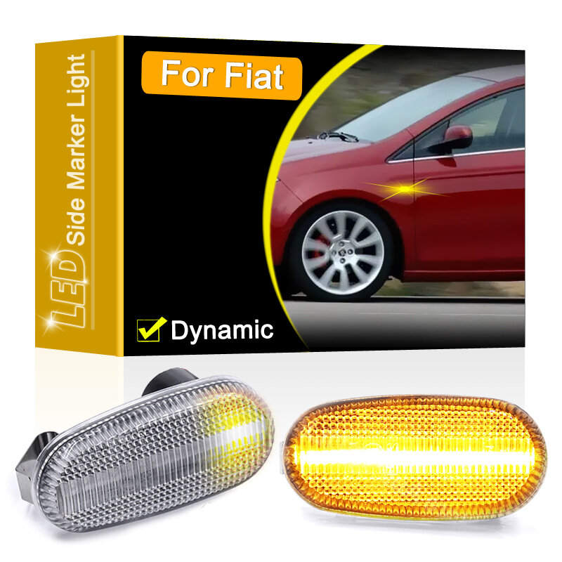 12V Clear Lens Dynamic LED Side Marker Lamp Assembly For Fiat Bravo Hatchback (198) 2007-2014 Sequential Blinker Turn Signal
