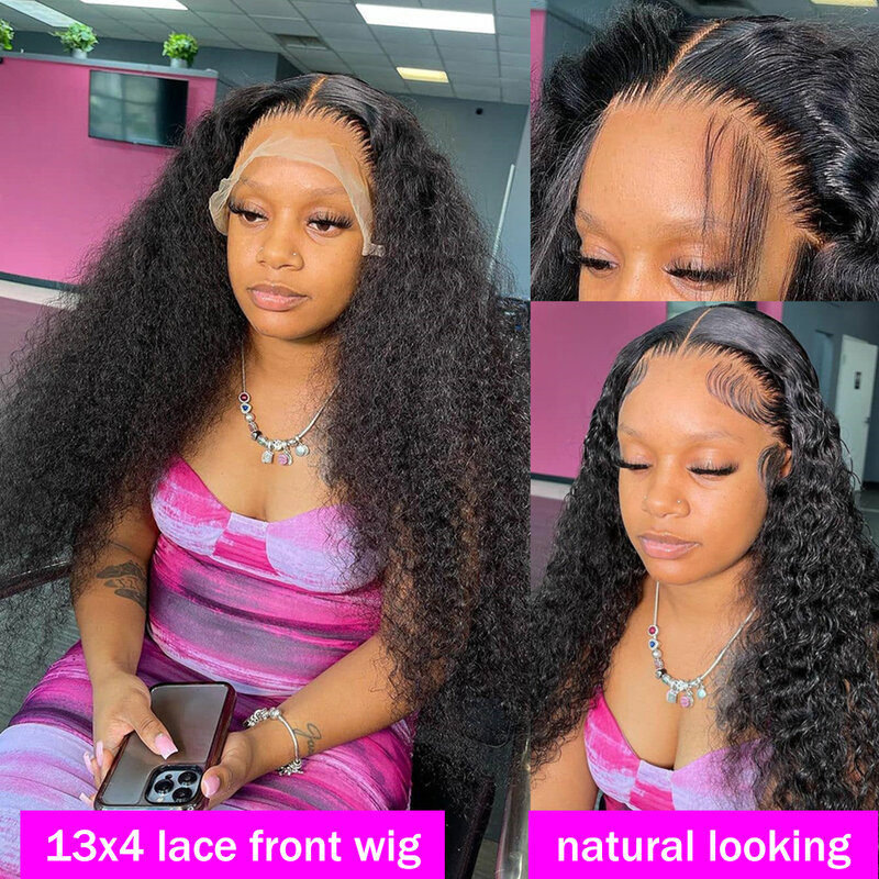 GLOSSY 30 34 Inch 250 Density Water Deep Wave 13x6 HD Transprent Lace Front Wig Human Hair Curly 13x4 Glueless Frontal Wig Women