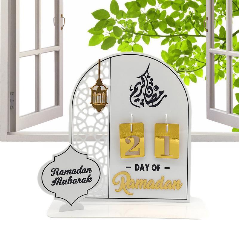 Calendrier décoratif de compte à rebours Eid en acrylique, décor de bureau, cadeau pour les enfants
