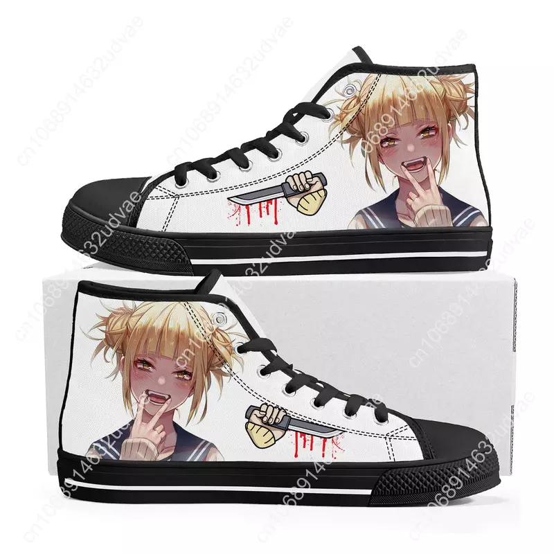 Anime Himiko Toga My Hero Academia High Top Sneakers Mens Womens Teenager High Quality Canvas Sneaker Couple Shoes Custom Shoe