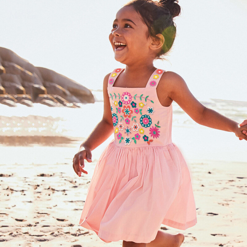 2024 Little maven pakaian kasual bayi perempuan gaun musim panas anak-anak cantik katun pakaian untuk balita anak-anak 2 hingga 7 tahun