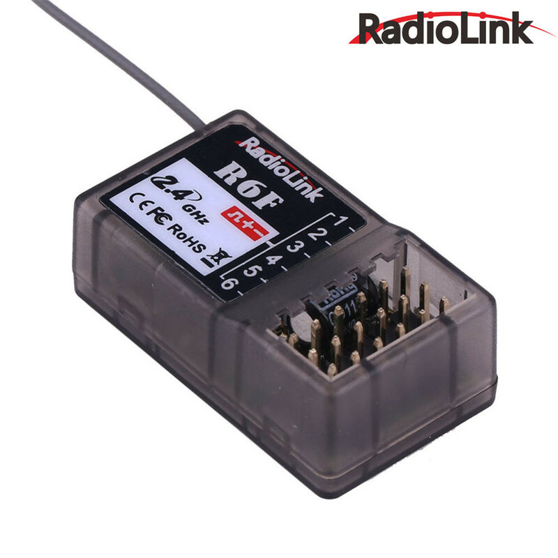 Receptor Radiolink-R6F RC com Gyro Integrado e HV Servo, R6F, 2.4Ghz, 6CH, Suportado para RC4GS, RC6GS, RC4G, T8FB, Transmissor RC