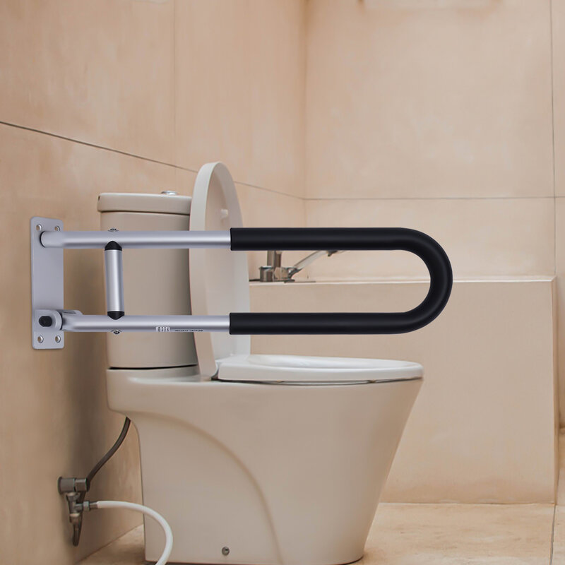 Pegangan Pancuran Toilet, dudukan dinding dapat dilipat untuk orang tua, bebas hambatan