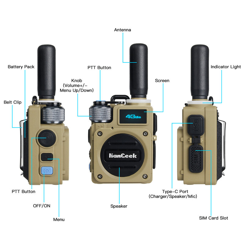 G6 워키토키 휴대용 트랜시버, 웨어러블 UHF 트랜시버 라디오, 5000km, 10W, 400-470Mhz