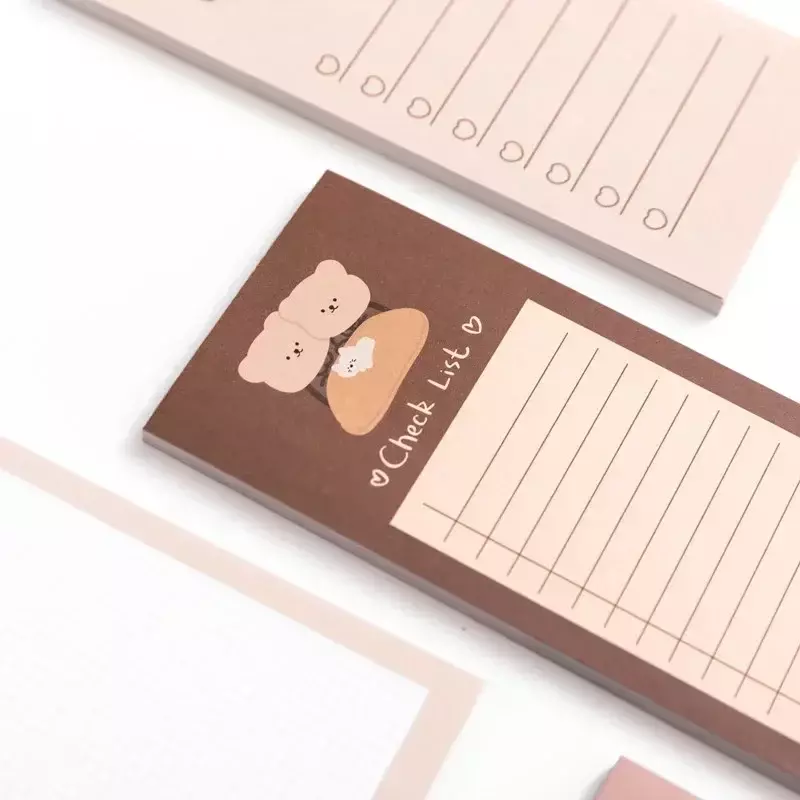 50 Sheets Cute Korean Biscuits Bear Memo Pad Message Notes Decorative Notepad Note check list  Stationery Office Supplies