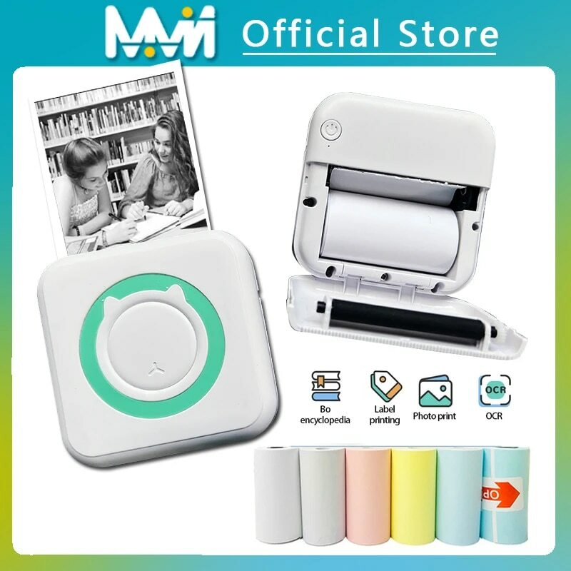 Mini-Imprimante thermique Portable sans fil, 203dpi, bluetooth, étiquette Photo, message sur les questions, impression avec câble USB