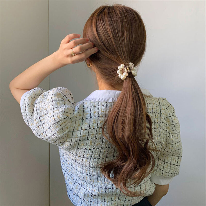 Elegante perle perline tornante per le donne moda geometrica capelli artiglio mollette copricapo coda di cavallo fermagli per capelli accessori granchio per capelli