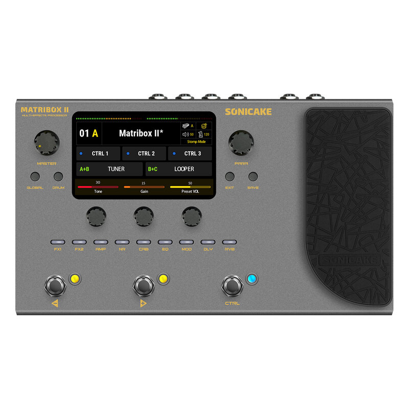 Sonicake matribox II EU US plug กีตาร์เบสแอมป์โมเดลโพรเซสเซสเซอร์สารพัดเอฟเฟกต์พร้อมแป้นเหยียบ Expression FX LOOP MIDI สเตอริโอ USB