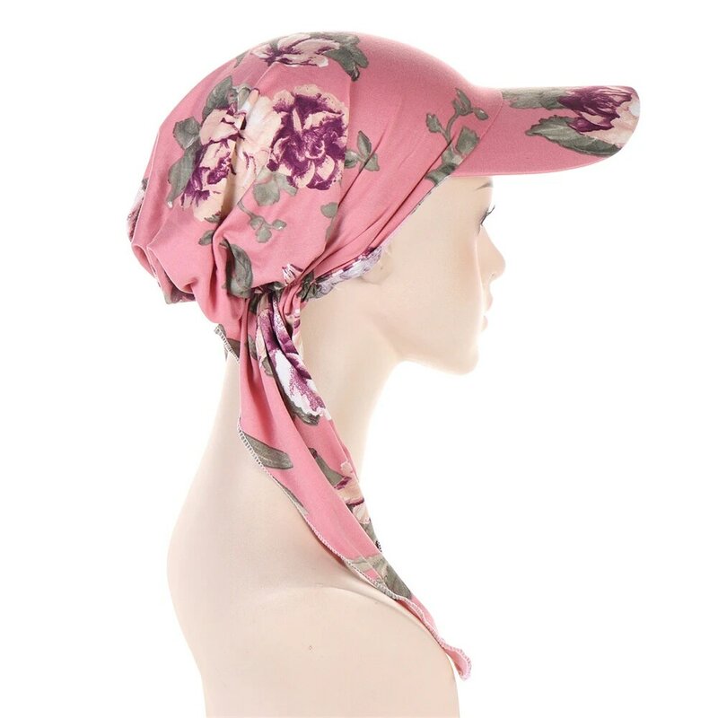 Muçulmano Hijab Chapéu Turbante para As Mulheres Meninas Boné De Beisebol Chapéus De Sol Lenço Cap Impressão Floral Moda Feminina Lenços Macios