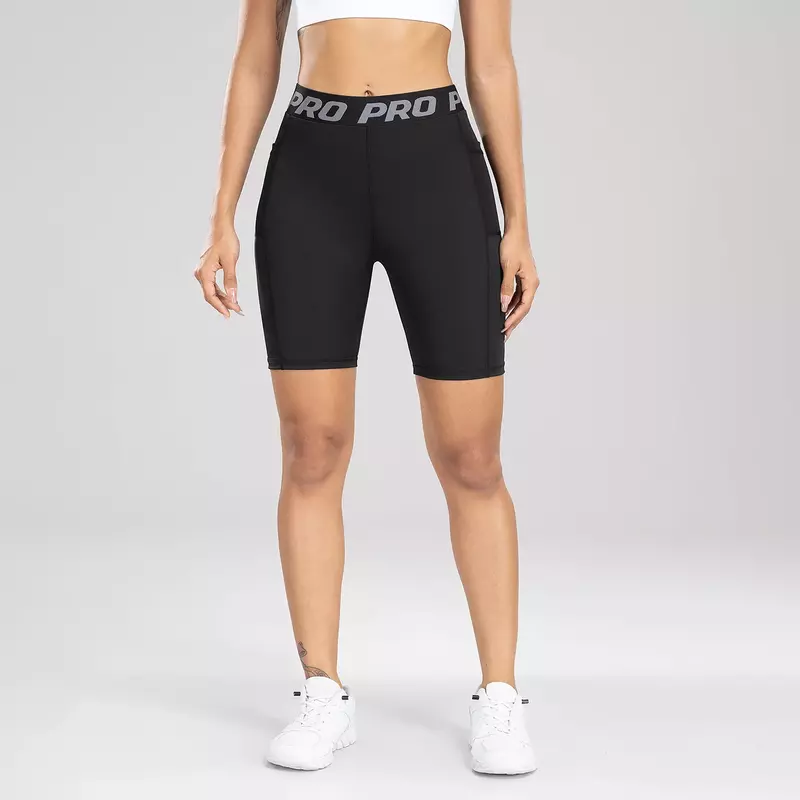 Weibliche billige Laufs horts mit Taschen Fitness Hüfte heben eng anliegende Yoga hosen Pfirsich Gesäß Frauen Workout Gym Shorts