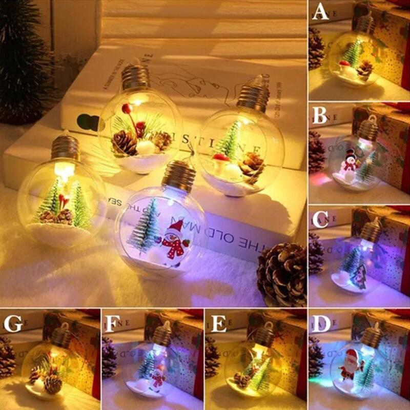 Transparent LED Christmas Ball Lights Lighted Hanging Decoration Glow Balls For Home Party Decoration Kid Festival Gifts S3E5