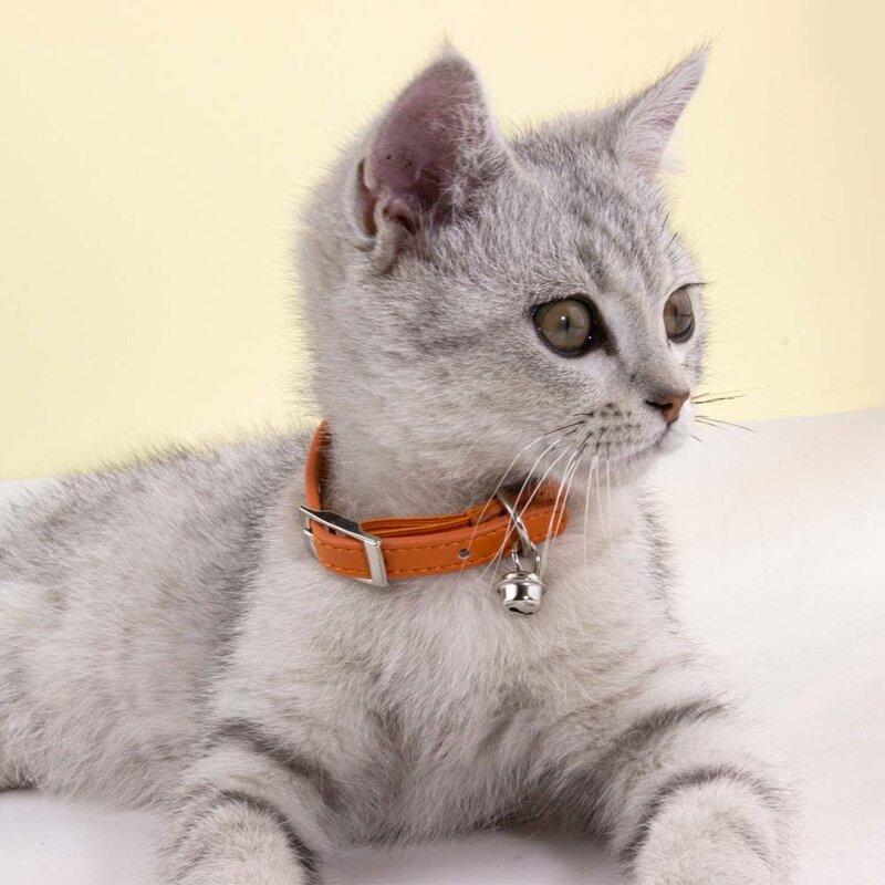 Soft PU Leather Cat Collar With Bell Safety Anti suffocating Collars For Cats Kitten Pet Puppy Necklace Adjustable XS S Red