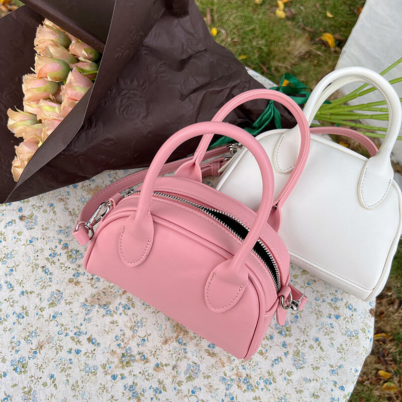 女性用の単色PUハンドバッグ,ショルダーストラップ付きの小さなシンプルなトートバッグ,トップハンドル,デザイナー,新品