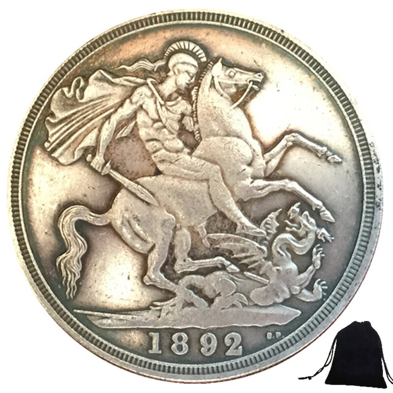 Luxury history British Brave knight Fun Couple Art Coin/Nightclub solution Coin/buona fortuna moneta tascabile commemorativa + borsa regalo