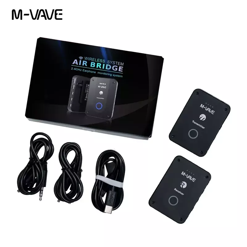 M-vave WP-9 무선 이어폰 모니터, 충전식 송신기, 리시버 지지대 스테레오 모노 녹음 기능, Cuvave 2.4G