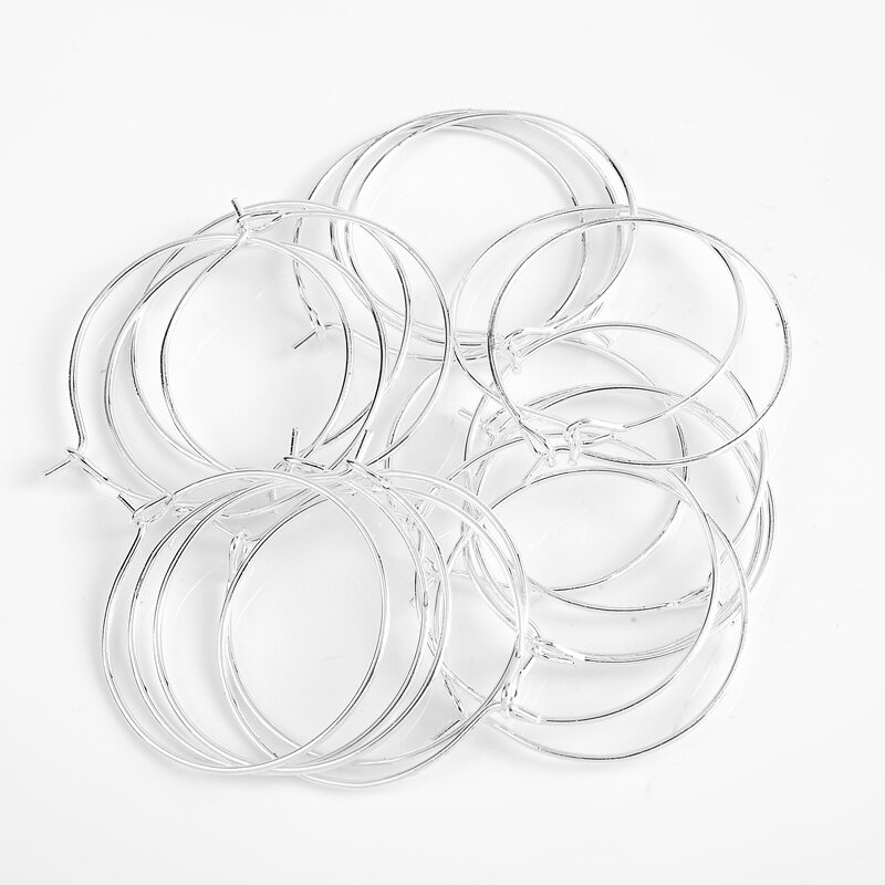 50Pcs Plated Alloy Metal Hoops Big Circle Ear Wire Hook Wires Earrings Base for Jewelry Jewelri Making Findings Components