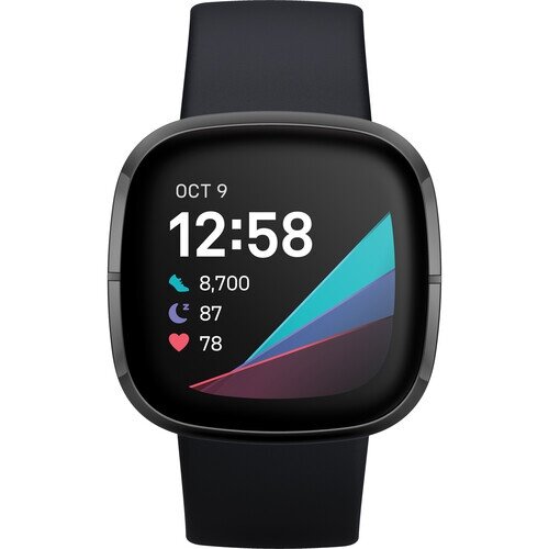 Smartwatch Fitbit Sense GPS wbudowany wyświetlacz AMOLED, nadajnik GPS, wykrywanie stresu i śledzenie