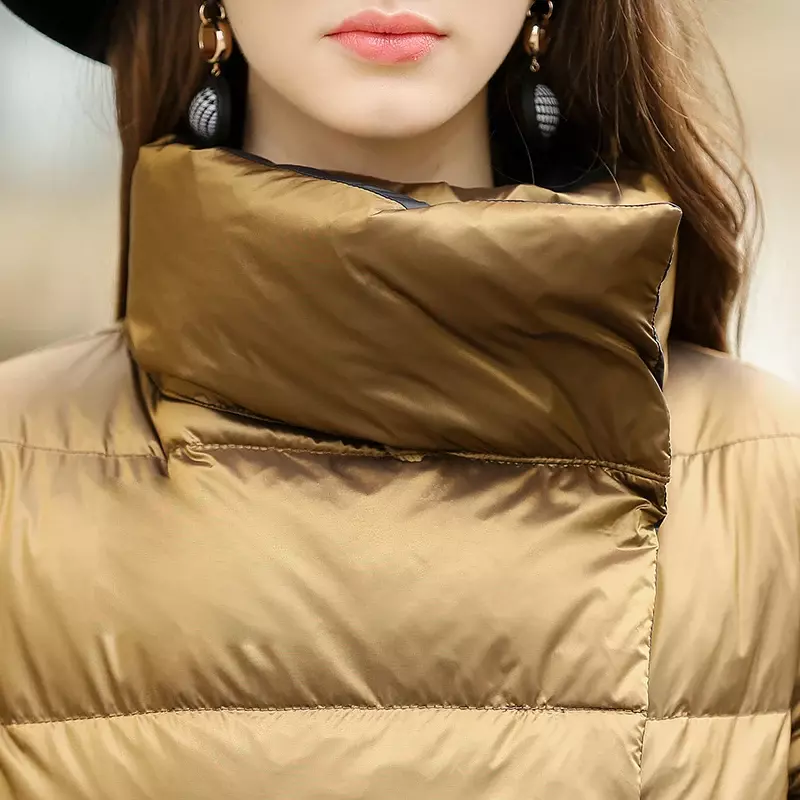 Двусторонняя одежда, водонепроницаемая верхняя одежда, зимняя пуховая куртка 2024, женские парки, пальто, водолазка, длинная повседневная женская теплая куртка на утином пуху