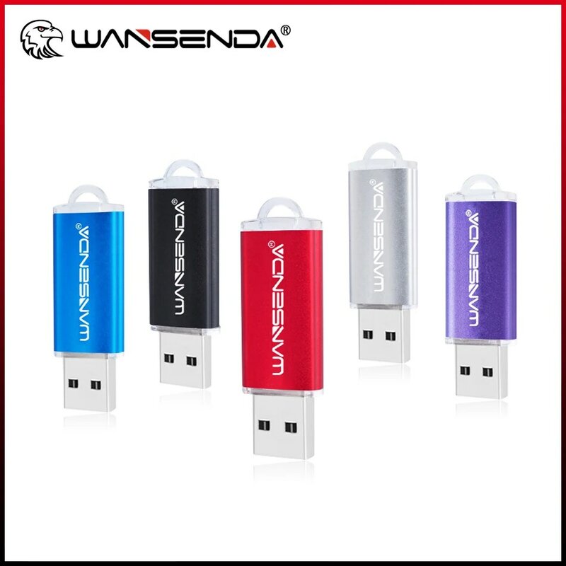 WANSENDA stik memori USB Mini, Flash Drive logam 8GB 16GB 32GB 64GB 128G 256GB kapasitas Real stik memori USB