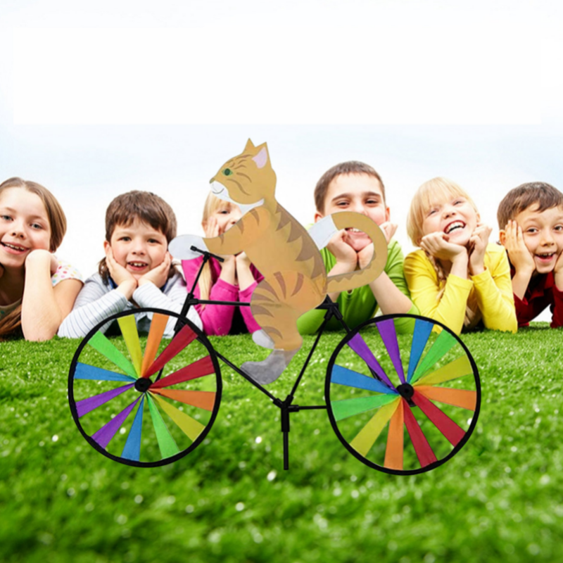3D 동물 자전거 바람 스피너 Whirligig 정원 잔디 장식 가제트, DIY 풍차, 고양이 개, 어린이 야외 장난감